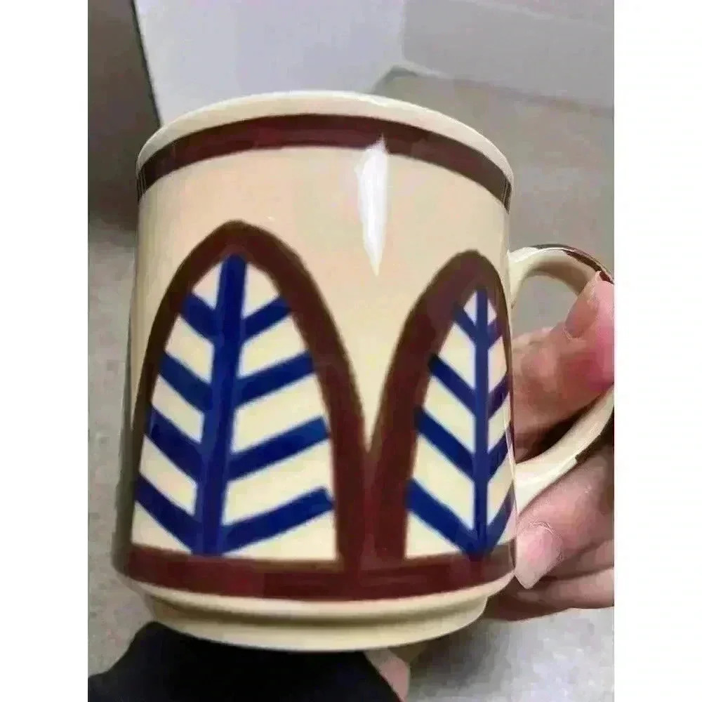 Otagiri vintage coffee mugs floral/leaf pattern blue/brown - Picture 6 of 12